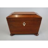 Small mahogany sarcophagus tea caddy