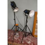 2 stage lights on stands