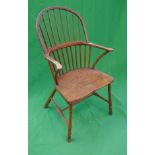 Antique elm seated stick back chair