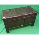 Small early oak coffer - Approx W: 94cm D: 47cm H: 56cm