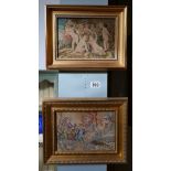 Pair of embroidered gilt frame cherub & angel pictures