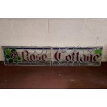 2 stained glass antique panels - Rose Cottage