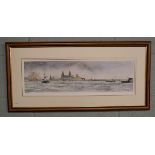 L/E signed print - Liverpool waterfront by John R Ockenden