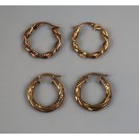 2 pairs of gold earrings