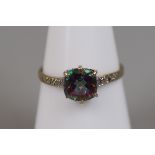 Gold mystic topaz & diamond ring (size O¼)