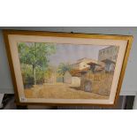 Watercolour - Street scene signed DAX 1924