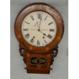 Inlaid Victorian wall clock by Eccles of Evesham (pendulum missing)