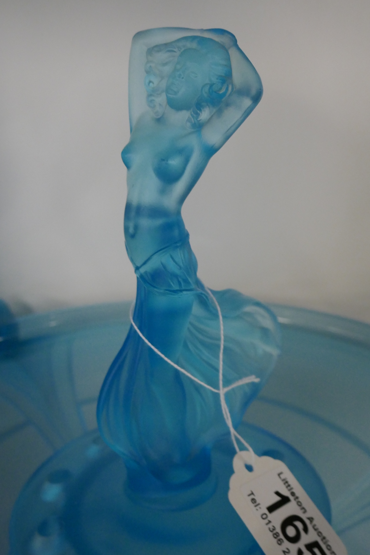 Joseph Inward Art Deco blue glass figurine & bowl - Image 3 of 4