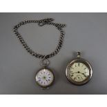 Ladies hallmarked silver pocket watch & gents pocket watch
