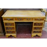 Yew wood pedestal writing desk