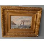 Oil on board in ornate gilt frame - Yachts at sea