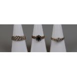 3 gold diamond set rings