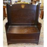 Small antique settle possibly by Liberty's - W: 93cm H: 116cm