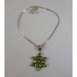 Silver & peridot pendant on chain