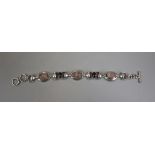 Silver rose quartz & garnet bracelet