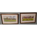Pair of L/E signed cricket prints - Laws & Worcester by Terry Harrison
