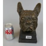 Bronze - French bulldog on marble base