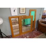 3 large oak and pine framed mirrors