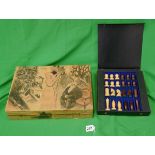 Wooden chess set in box