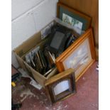 Box of picture frames to include Art Nouveau examples