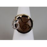 Gold topaz & diamond set ring (size K½)