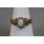18ct gold opal & diamond set ring (size P)