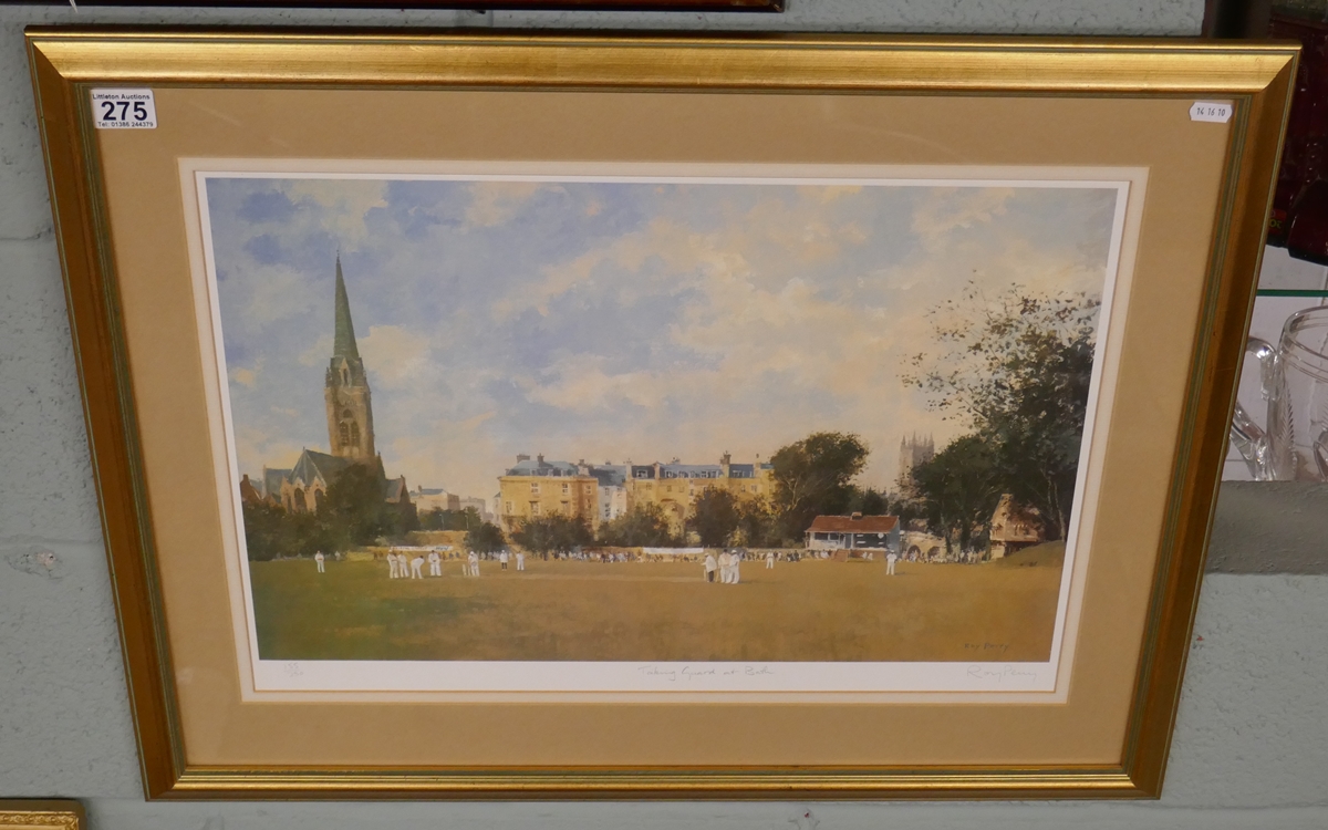 L/E signed print - Taking guard at Bath by Roy Perry