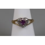 Gold amethyst & diamond ring (size L¼)