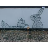 Chicken & Rabbit wire sculptures