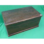 Antique pine lidded box with iron handles