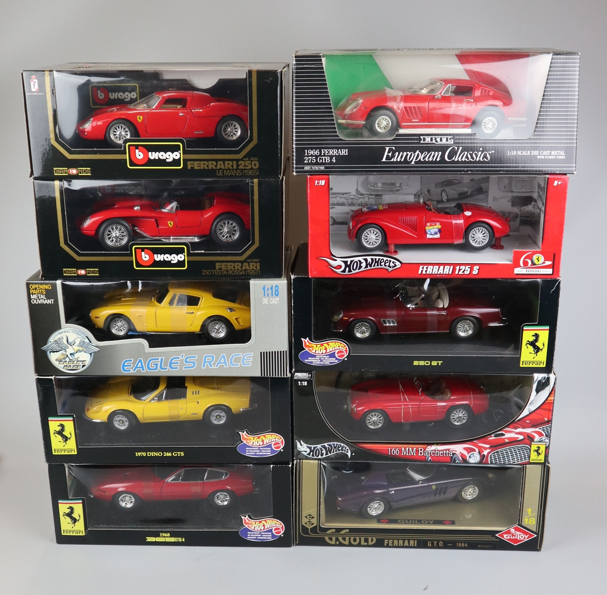 Models - Collection of 1/18 scale model cards to include Hot Wheels