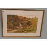Watercolour - River scene by Cyril Ward - 1892
