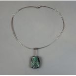 Silver art glass necklace