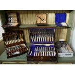 Canteen of cutlery and several cased flatware