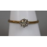 18ct gold diamond solitaire ring (size P)