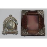 2 antique photo frames, 1 with white metal mounts