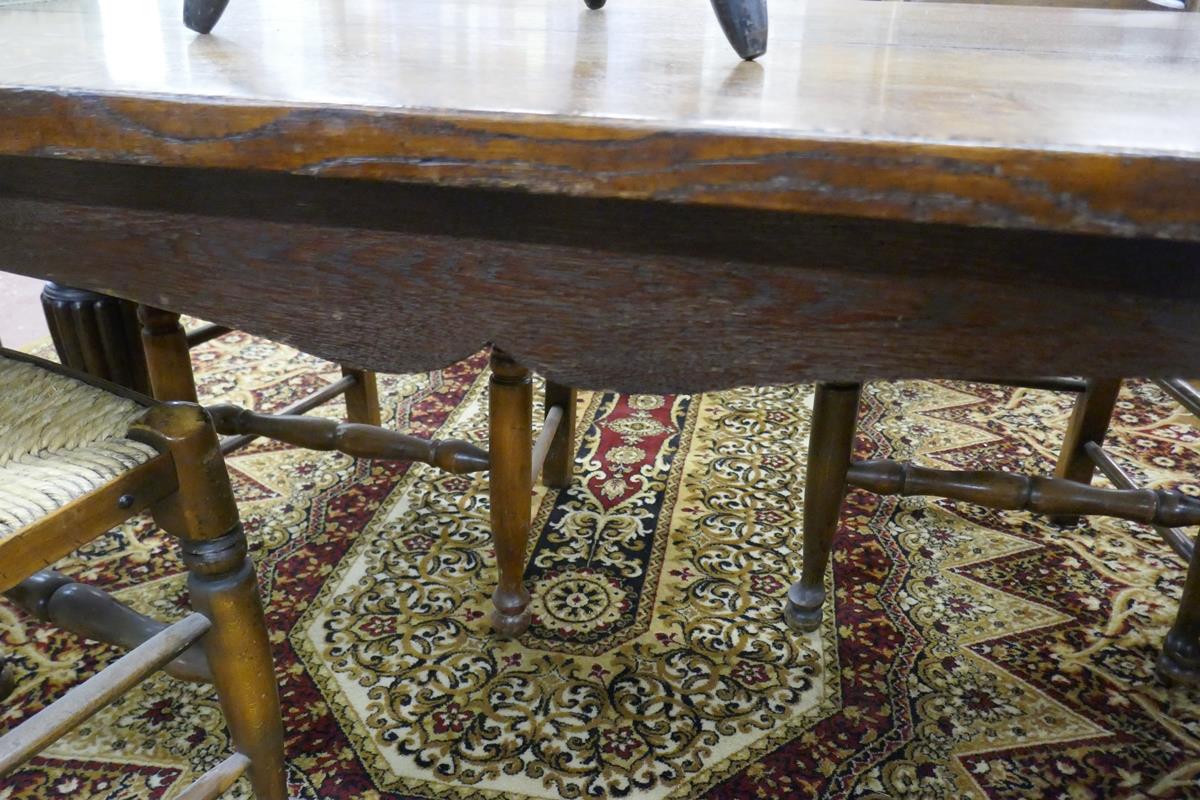 Antique oak plank top refectory table - Approx. L: 188cm W: 83cm H: 71cm - Image 4 of 5