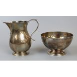 Hallmarked silver jug & bowl - Approx 265g