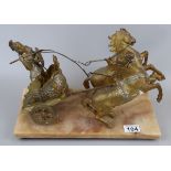Fine quality metal figurine on marble base - Centurion in Chariot