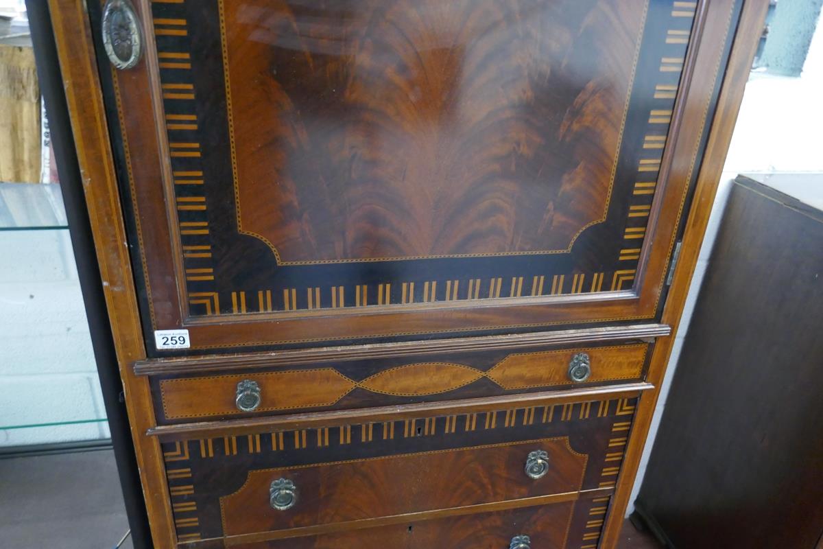 Edwardian inlaid mahogany gentleman's press - Approx. W: 77cm D: 54cm H: 187cm - Image 3 of 8