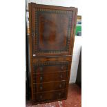 Edwardian inlaid mahogany gentleman's press - Approx. W: 77cm D: 54cm H: 187cm