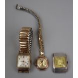 Gents silver cased Dennison wristwatch, ladies gold watch & gents Doric watch