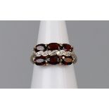 Gold garnet & diamond set ring - Size M½