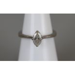 18ct white gold marque shaped diamond solitaire - Size J½