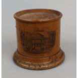 Mauchline ware pot depicting Buxton Gardens