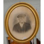 Early pencil sketch of gentleman in oval frame