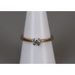 18ct gold diamond solitaire ring - Size O¾
