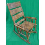 Folding Costa Rican rocking chair with leather seat & back