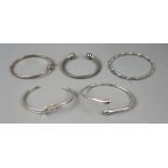 4 silver bangles & 1 white metal