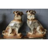 Pair of ceramic dogs - Approx H: 30cm